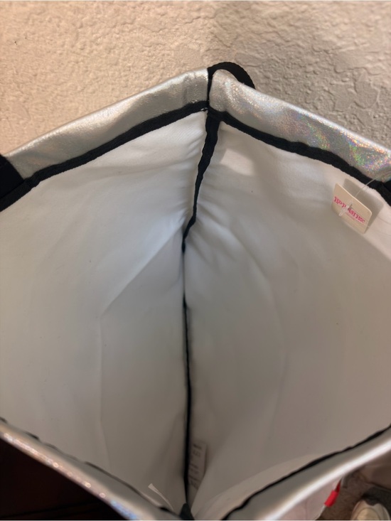 Victoria\'s Secret PINK Backpack Iridescent Silver Drawstring Logo Tote Bag NIP! main image 5